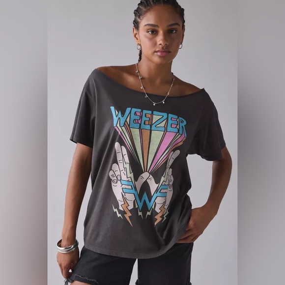 Urban Outfitters Tops - DAY rock band graphic off-the-shoulder oversized tee